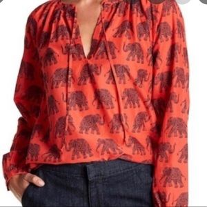J Crew Elephant print peasant blouse